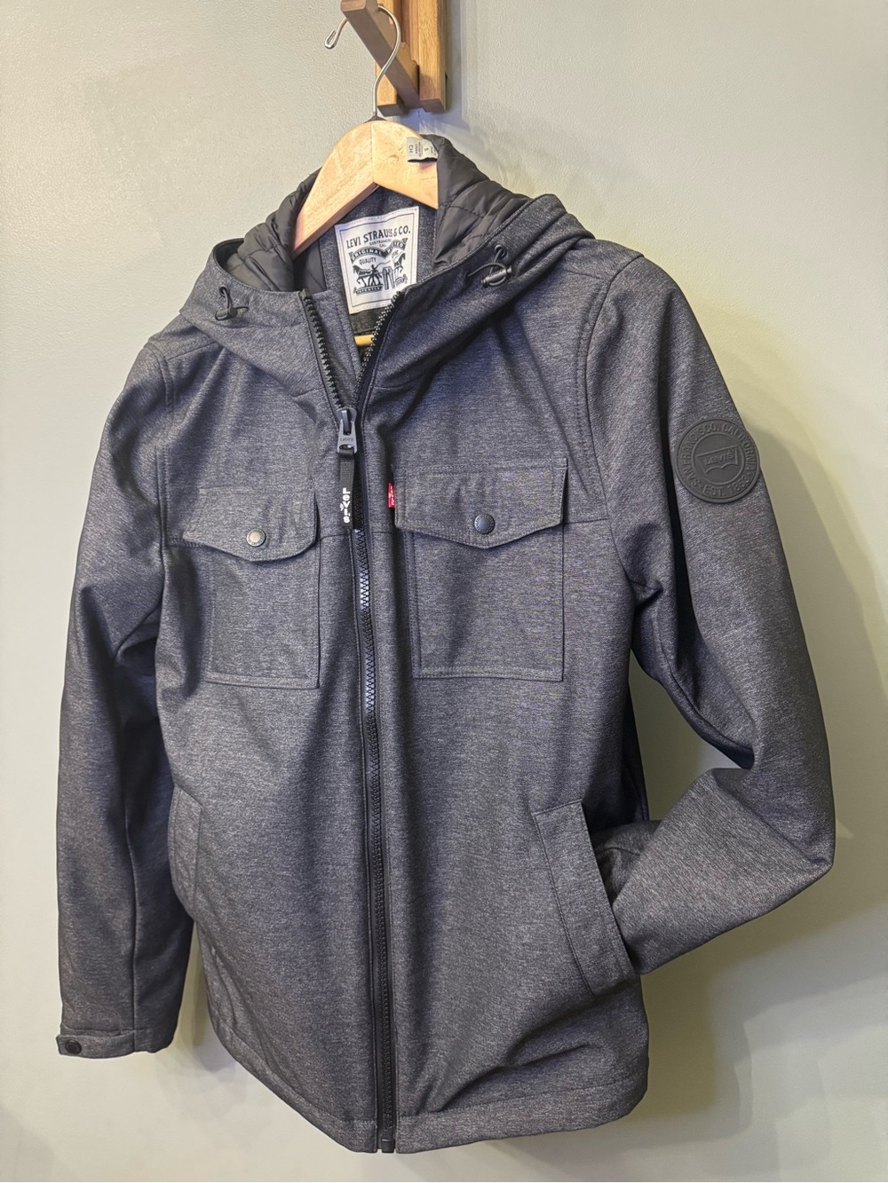 Levi's Men's Hooded Jacket in Charcoal Gray